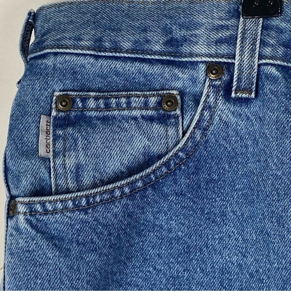 Carhartt Straight Leg Relaxed Fit Durable Denim Work Jeans Men's 46x30 Blue - Picture 5 of 9